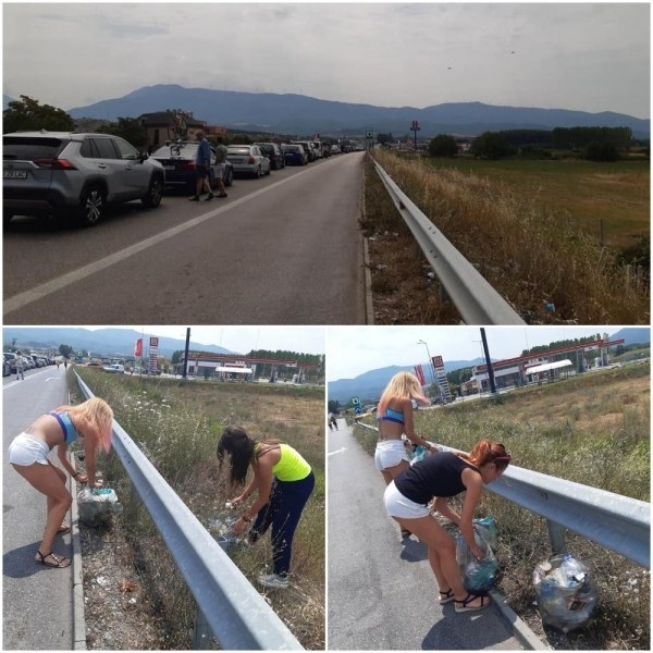Група момичета на път за Гърция показаха на всички как се грижат за чистотата
