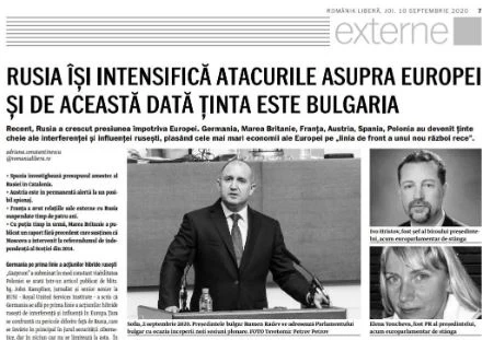Румънският в. Romania Libera: Русия атакува България чрез Румен Радев