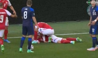 Шок на Дания-Финландия! Ериксен колабира, мачът е прекратен