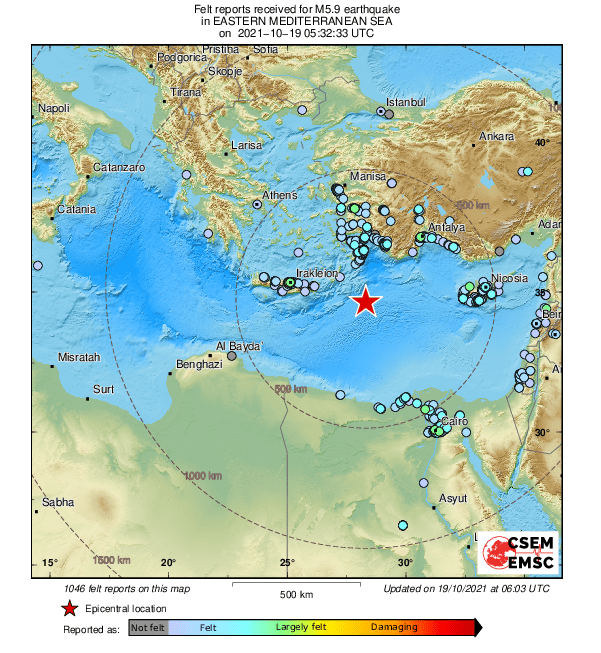 Земетресение с магнитуд 6 1 по Рихтер е регистрирано в Източното