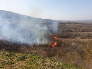 Пламъците са обхванали сухи треви в района на язовира На