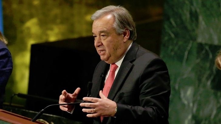 Генералният секретар на ООН Антониу Гутериш и министърът на външните