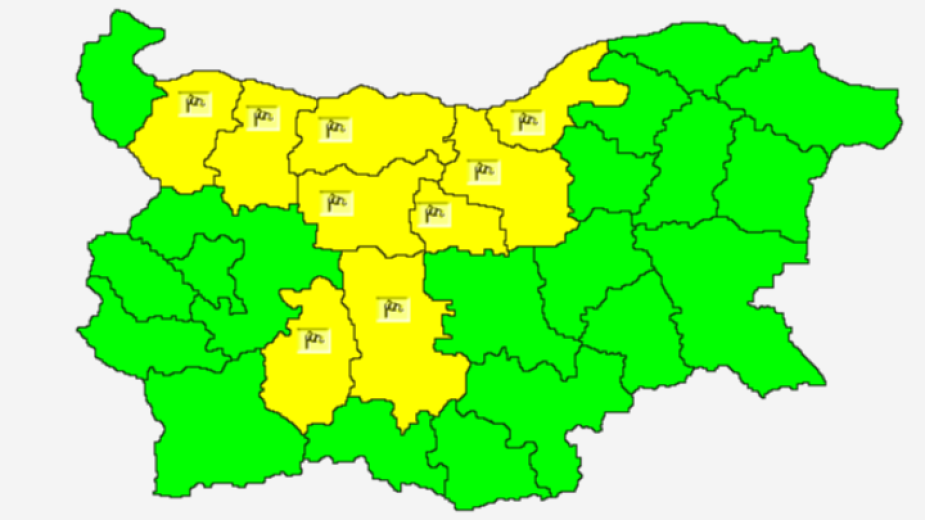 Жълт код за силен вятър е обявен за 9 области