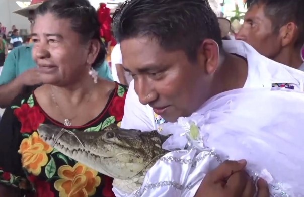 Кметът на малко градче в Мексико се ожени за крокодил