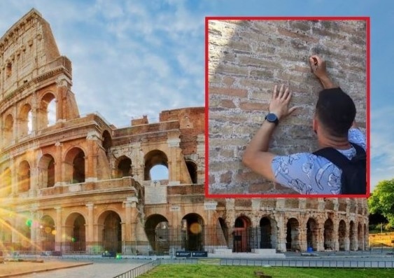 Иван Димитров който надраска името си на стената на Колизеума