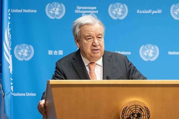 Генералният секретар на ООН Антониу Гутериш заяви днес че е