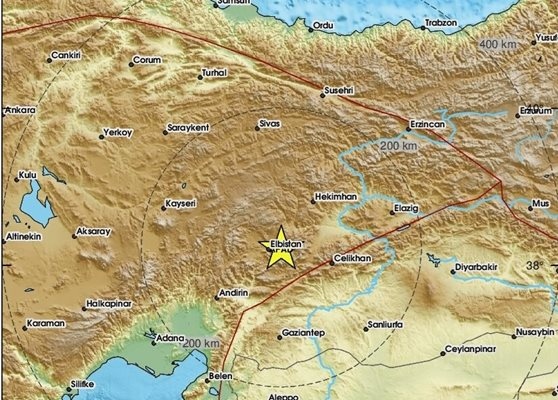 Силно земетресение разтърси централна Турция в понеделник, стана ясно от
