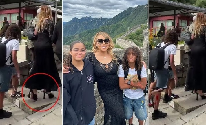 Марая Кери изкачи Великата китайска стена Вместо със спортни обувки