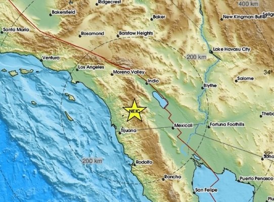 Земетресение с магнитуд 5 2 беше регистрирано Южна Калифорния в понеделник