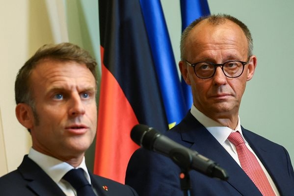 Германският канцлер Фридрих Мерц и френският президент Еманюел Макрон подчертаха по време