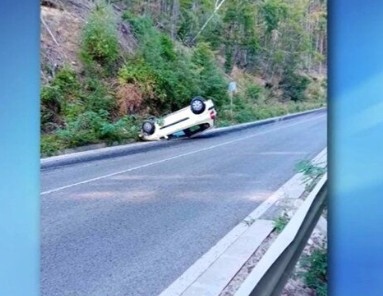 Жена се е обърнала по таван на Подбалканския път заради