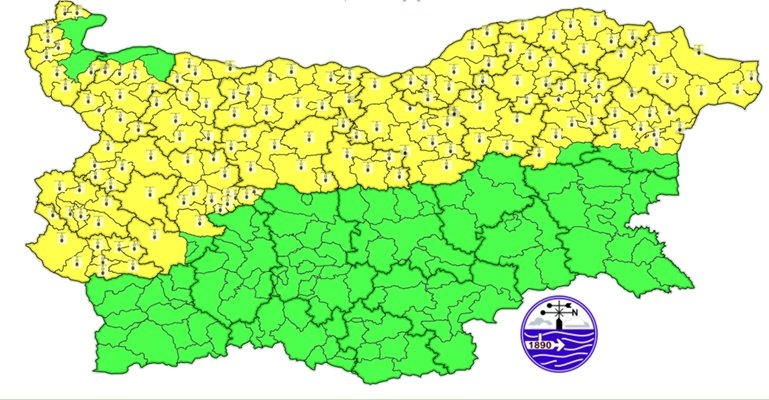 Жълт код за ниски температури обявиха от Националния институт по