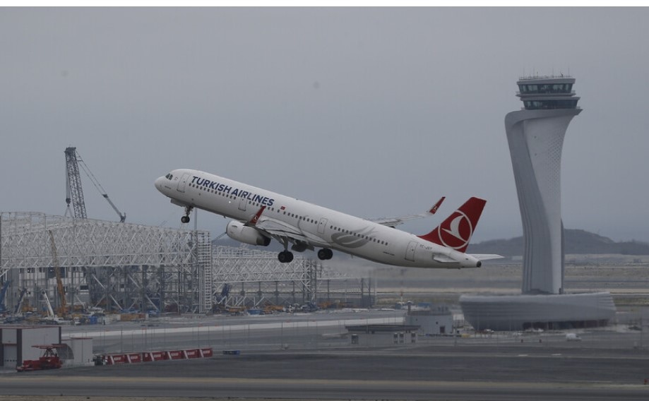 Самолет на Турските авиолинии Turkish Airlines пътуващ от Истанбул за