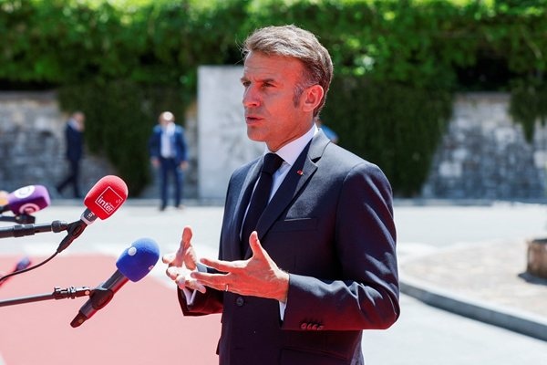 Френският президент Еманюел Макронзаяви на Срещата на върха ЕС Западни Балкани